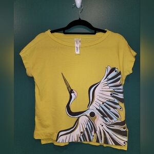 Anthropologie Parrot Paints XS Yellow T Shirt